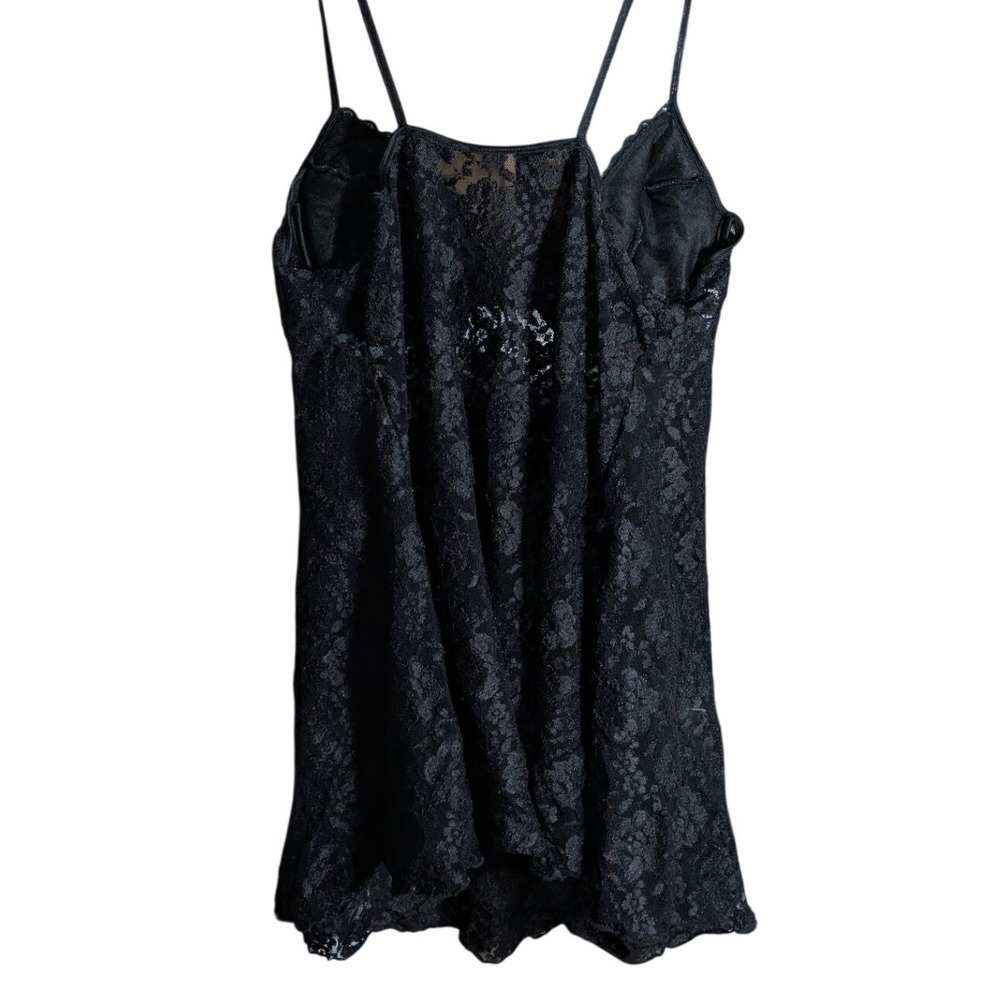 Vintage Y2K Coquette Babydoll Top Large Black Lace Whimsigoth Romantic Feminine - Picture 2 of 9